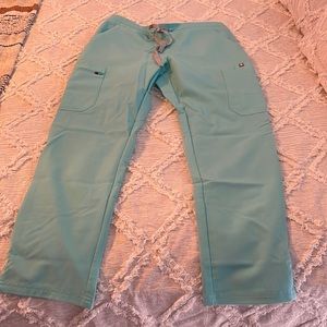 Small Petite pants, medium shirt light fresh aqua